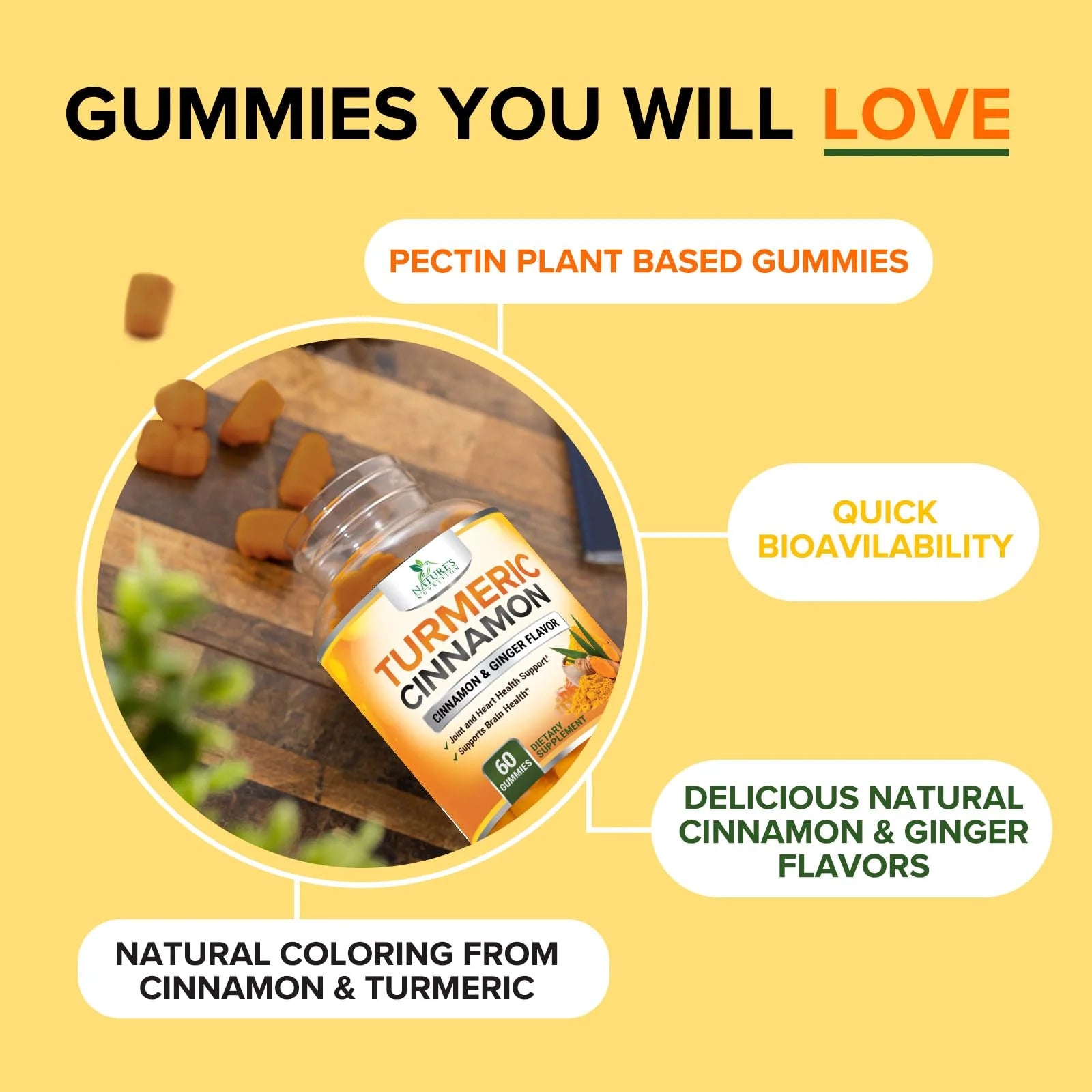 Delicious Turmeric Curcumin Gummies for Joint Health - 95% Curcuminoids with Ginger & Black Pepper for Optimal Absorption - Vegan & Gluten-Free - 60 Count