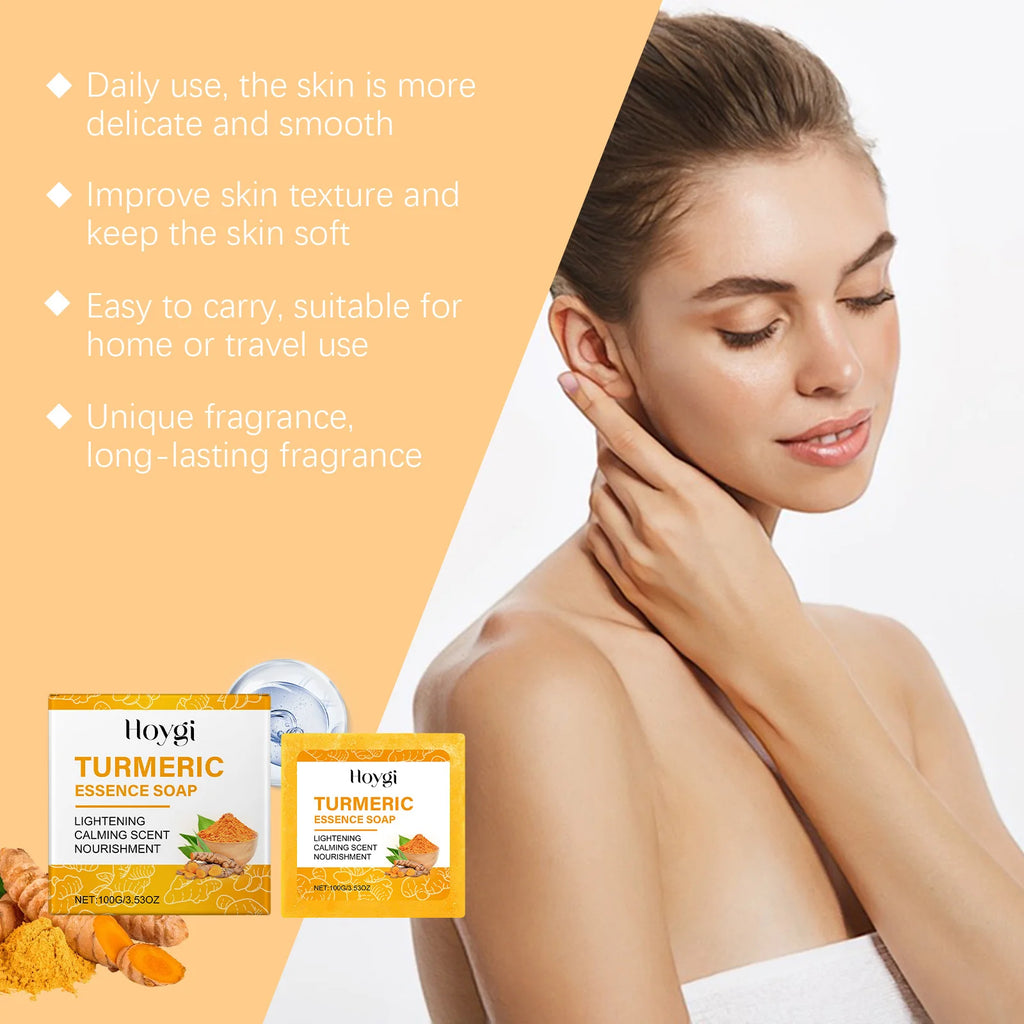 Revitalize Your Skin with the Hoygi Turmeric Skincare Set: Anti-Acne Body Soap, Dark Spot Corrector, and Brightening Facial Serum