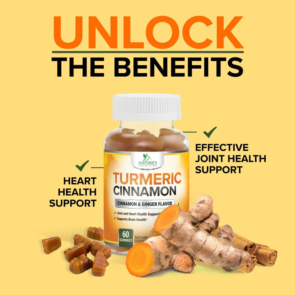 Delicious Turmeric Curcumin Gummies for Joint Health - 95% Curcuminoids with Ginger & Black Pepper for Optimal Absorption - Vegan & Gluten-Free - 60 Count