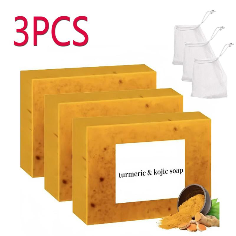 Revitalize Your Skin with 3PCS Turmeric Soap Set - Deep Cleansing & Moisturizing for All Skin Types!