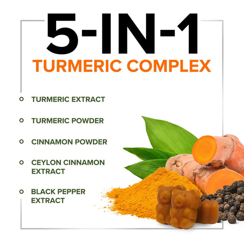 Delicious Turmeric Curcumin Gummies for Joint Health - 95% Curcuminoids with Ginger & Black Pepper for Optimal Absorption - Vegan & Gluten-Free - 60 Count