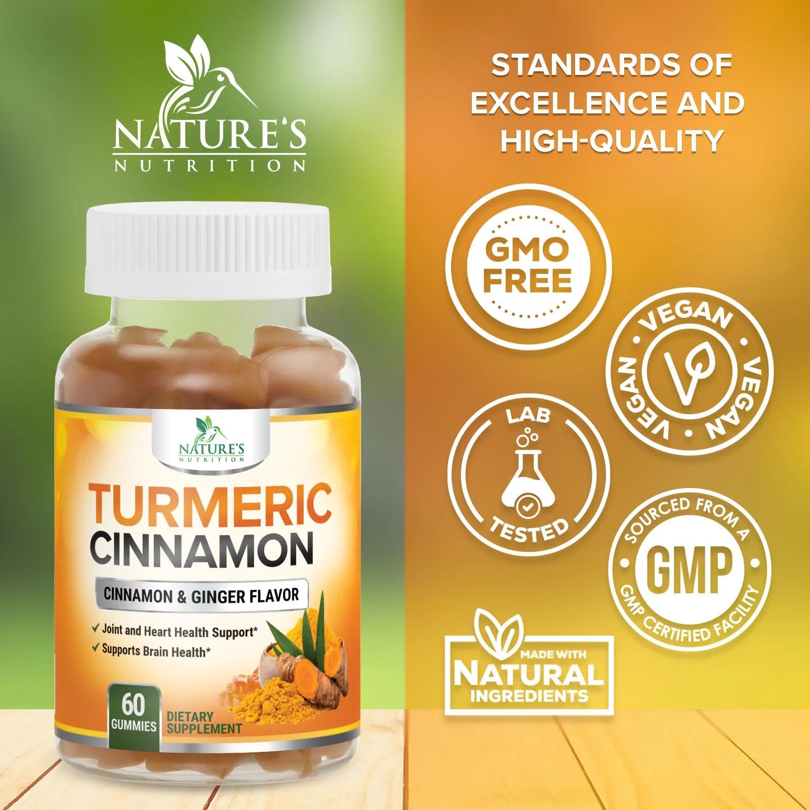 Delicious Turmeric Curcumin Gummies for Joint Health - 95% Curcuminoids with Ginger & Black Pepper for Optimal Absorption - Vegan & Gluten-Free - 60 Count